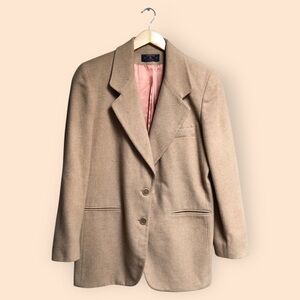 Vintage 90s Charter Club Camel Hair Knit Tan Blazer Jacket Women’s Fall Winter